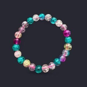 Bubblegum Crackle Glass Bead Bracelet